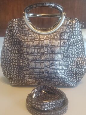 Patrica Nash Snakeprint Leather.metallic Silver.
